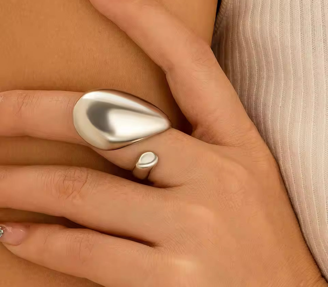 Ring gold plated or Silver drop