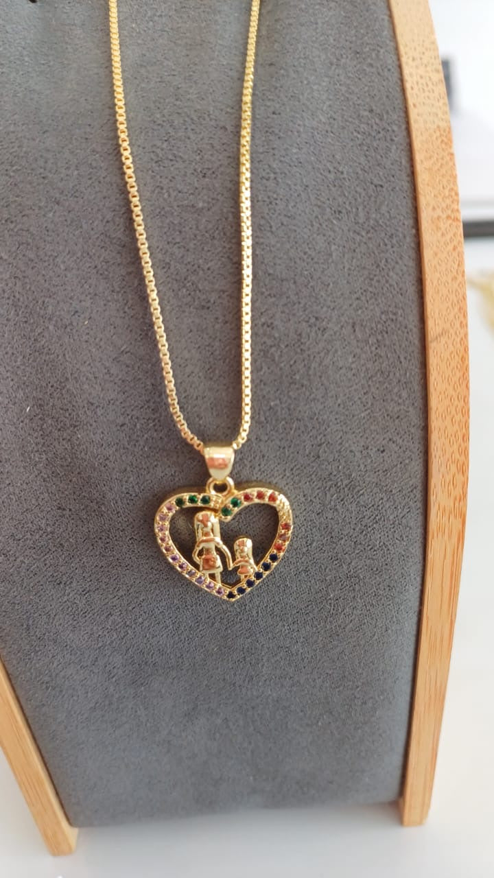 Necklace heart multicolor stone