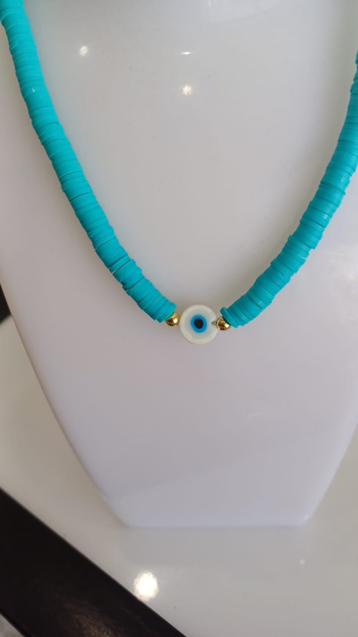 Island rebel necklace puka evil eye