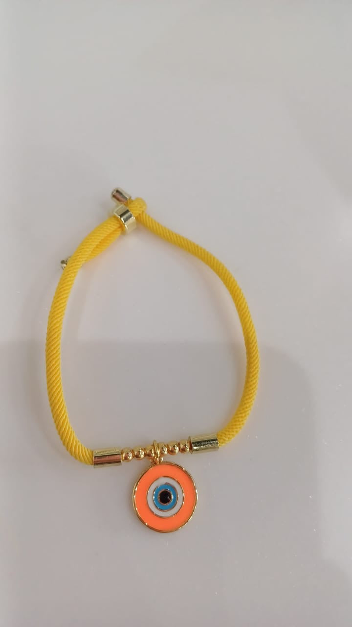 Bracelet cord gold evil eye pendant