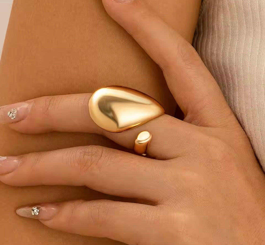 Ring gold plated or Silver drop