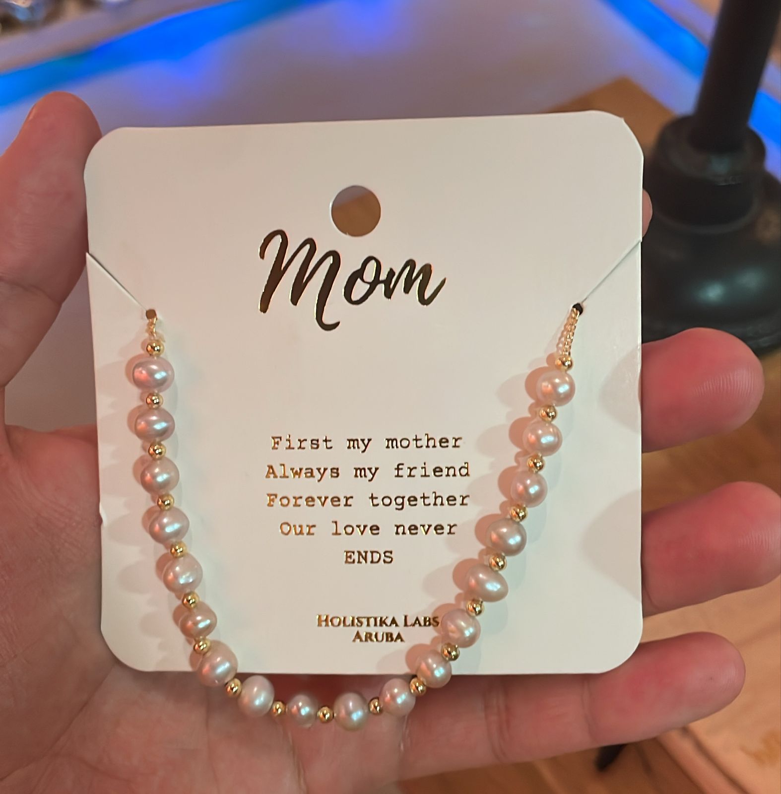 Mom bracelet card  pearl