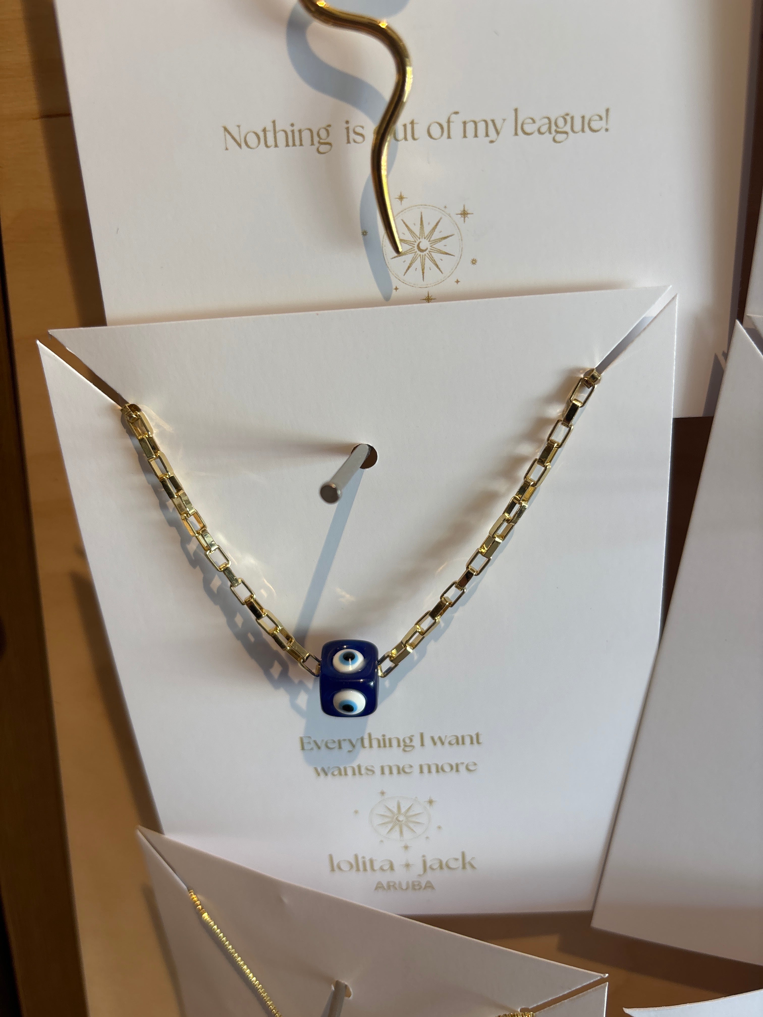 Necklace evil eye cube blue