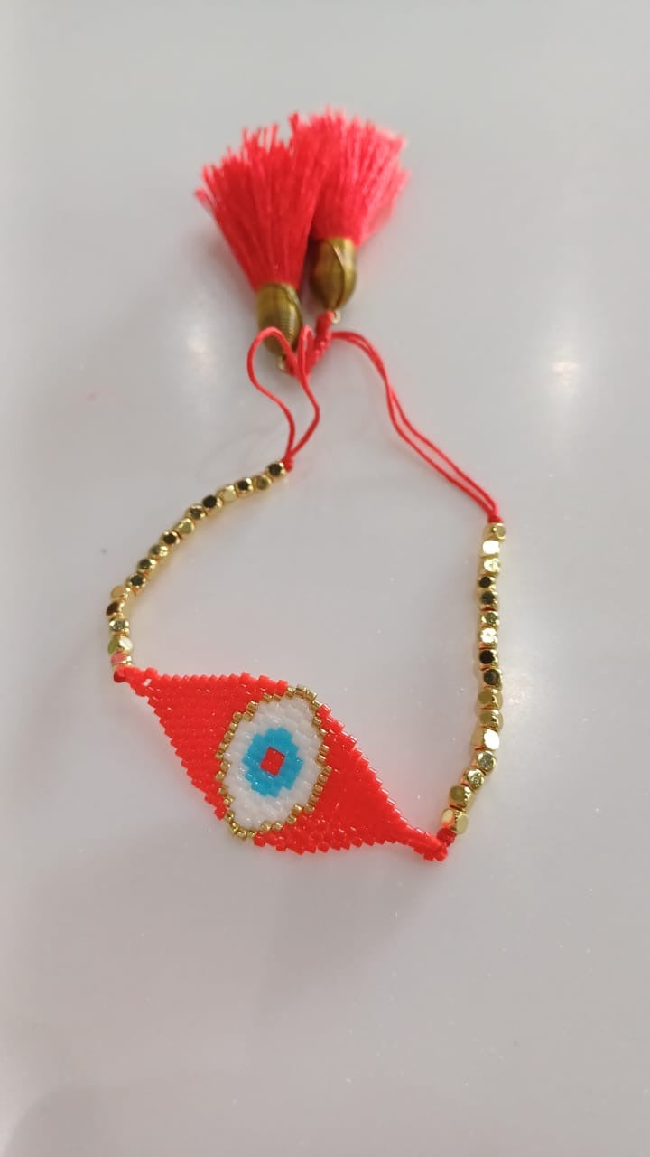 Bracelet red evil eye cord gold