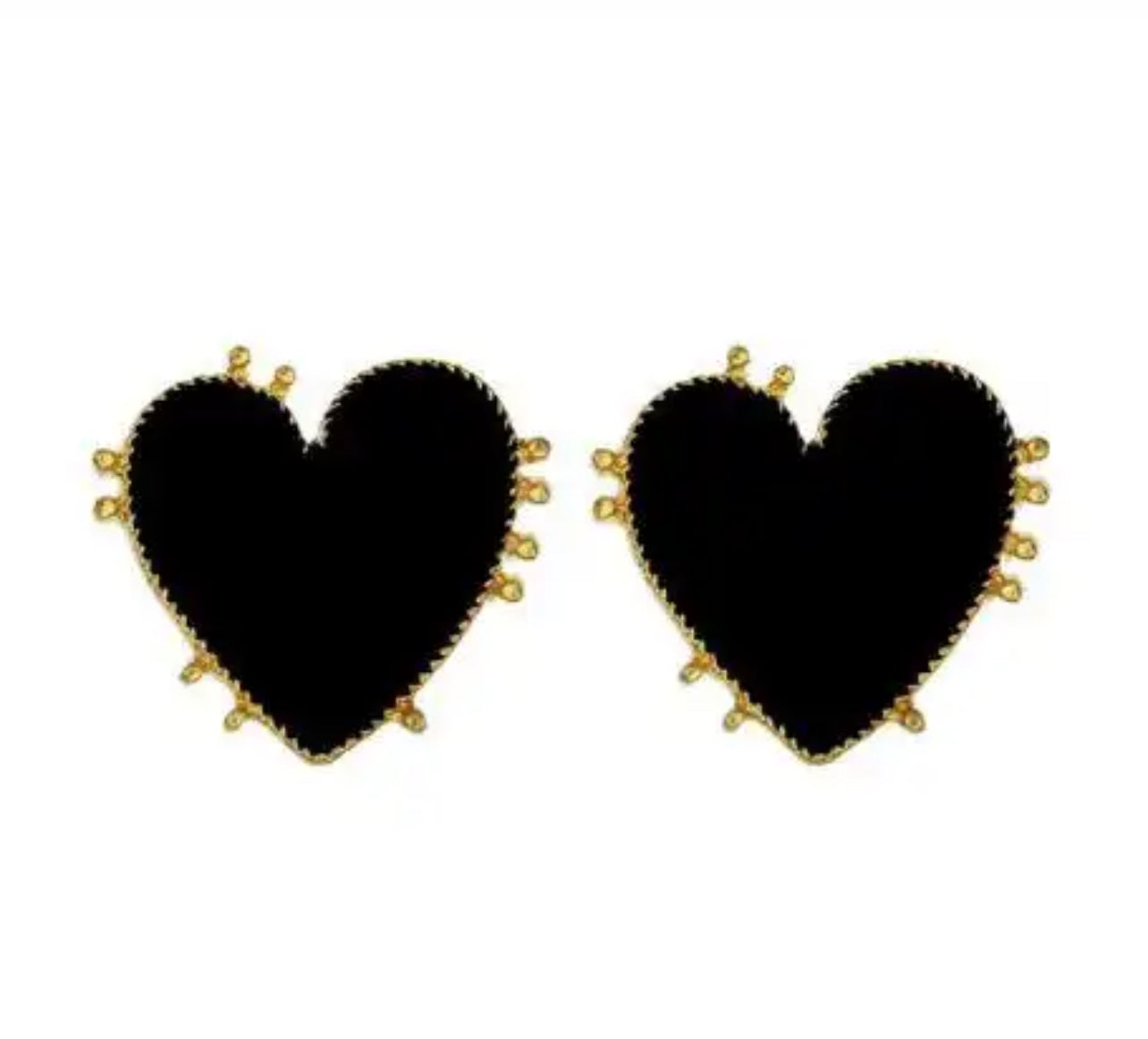 Earring Heart black spikes