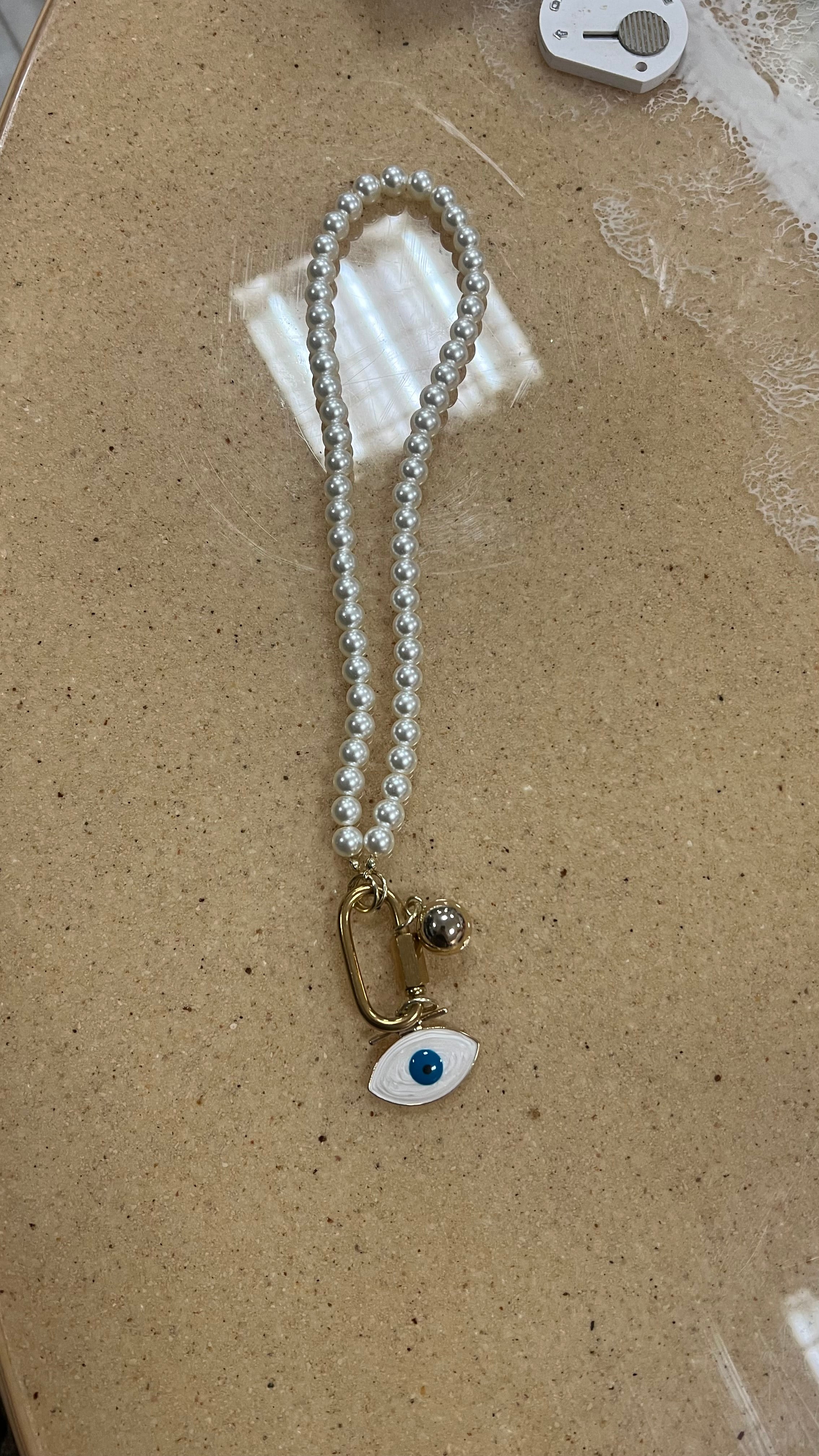 Necklace pearl evil eye