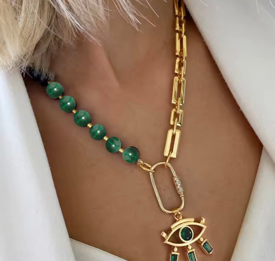 Necklace green third eye