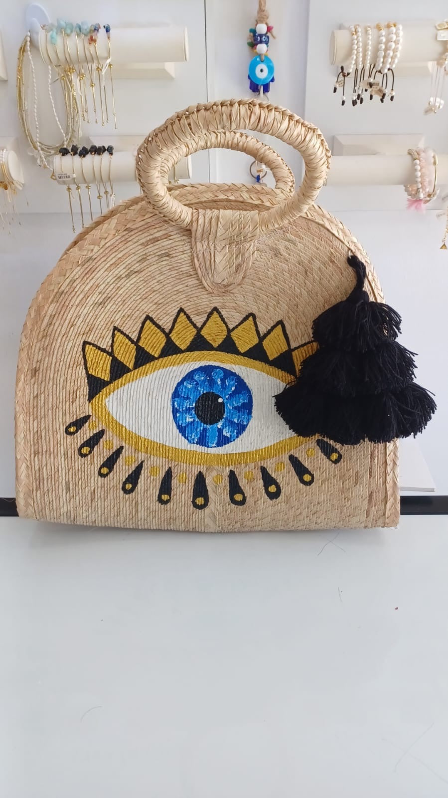 Beach Bag oval evil eye
