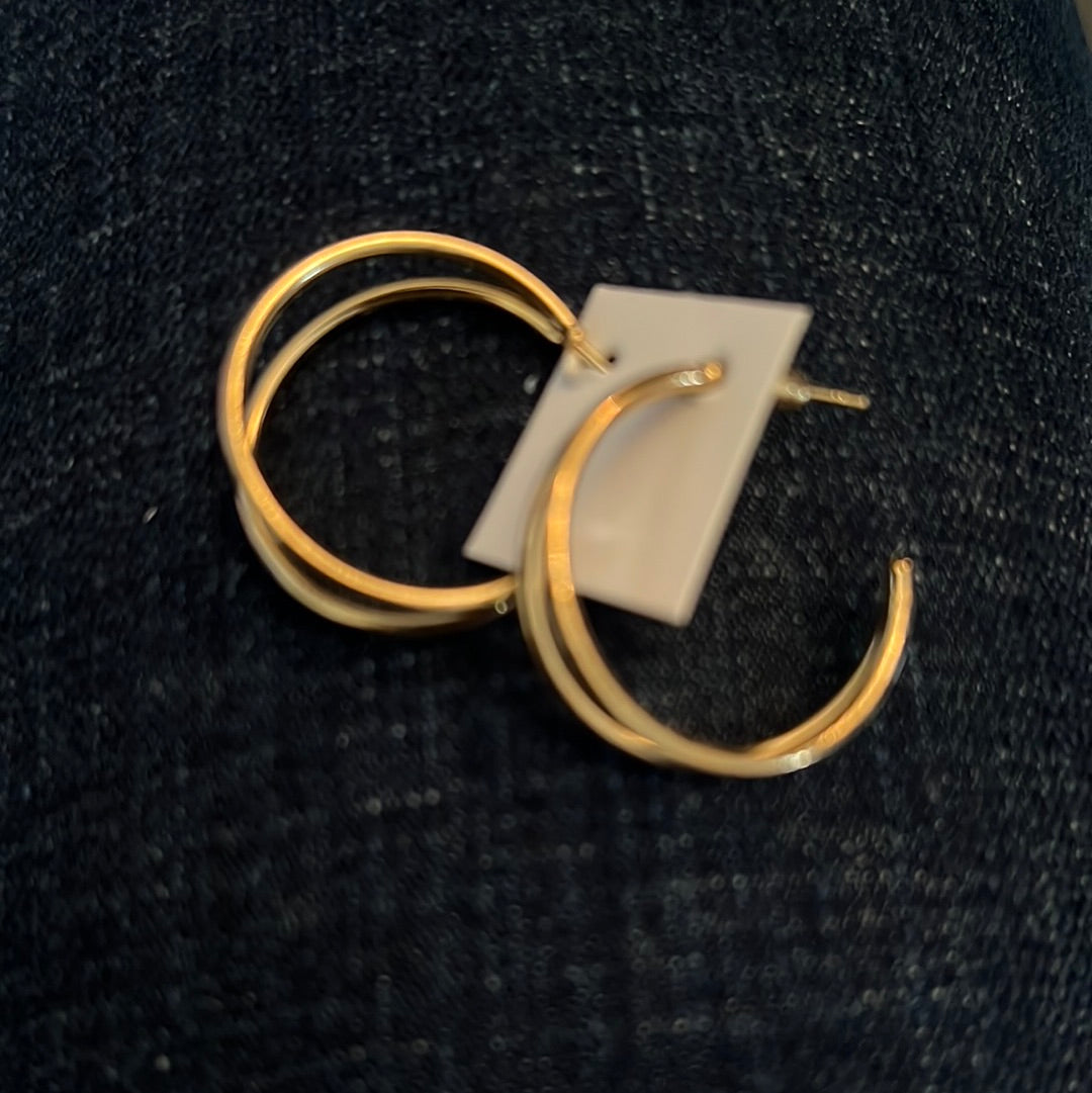 Earring gold double loop