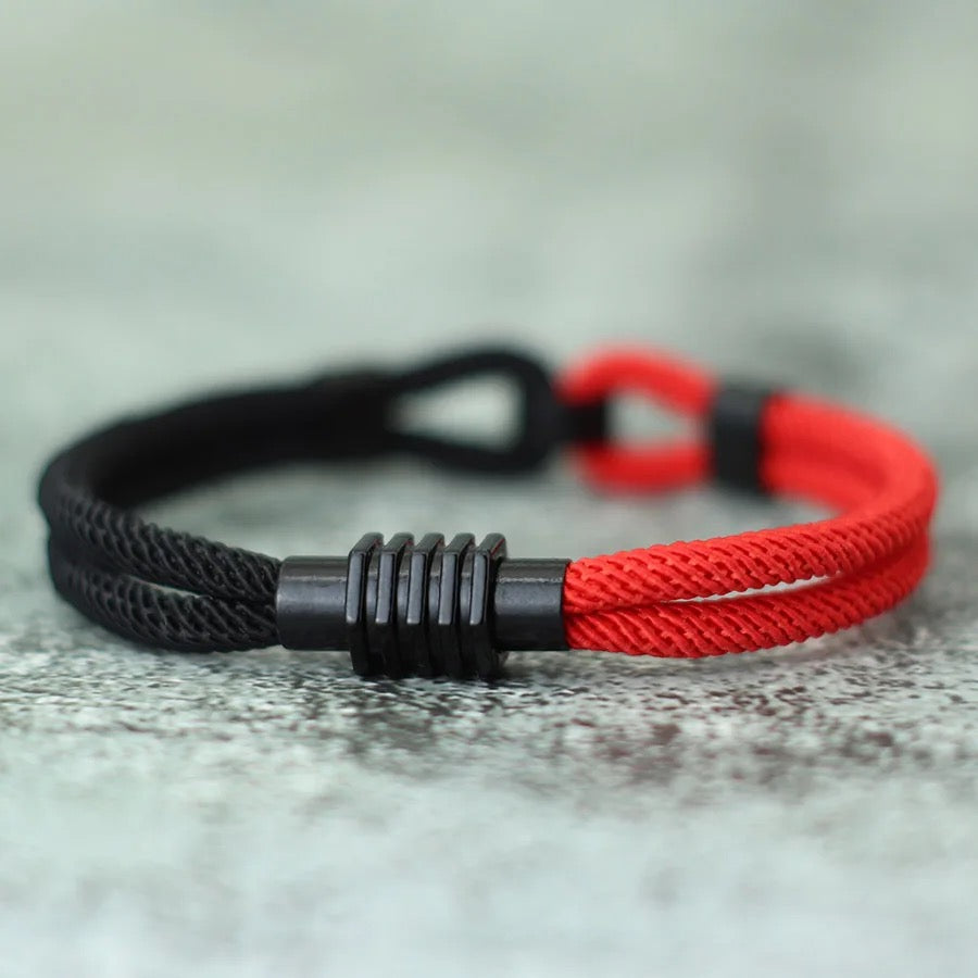Men bracelet string red & black