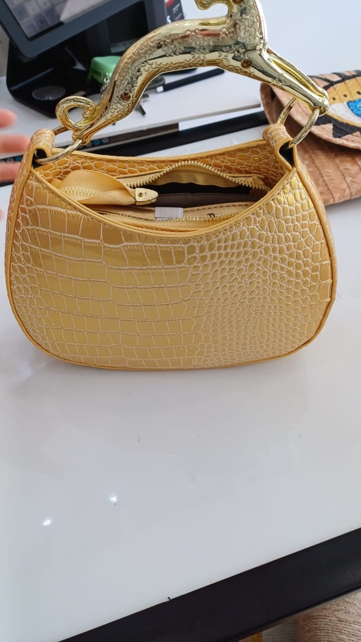 Gold bag  handle leopard