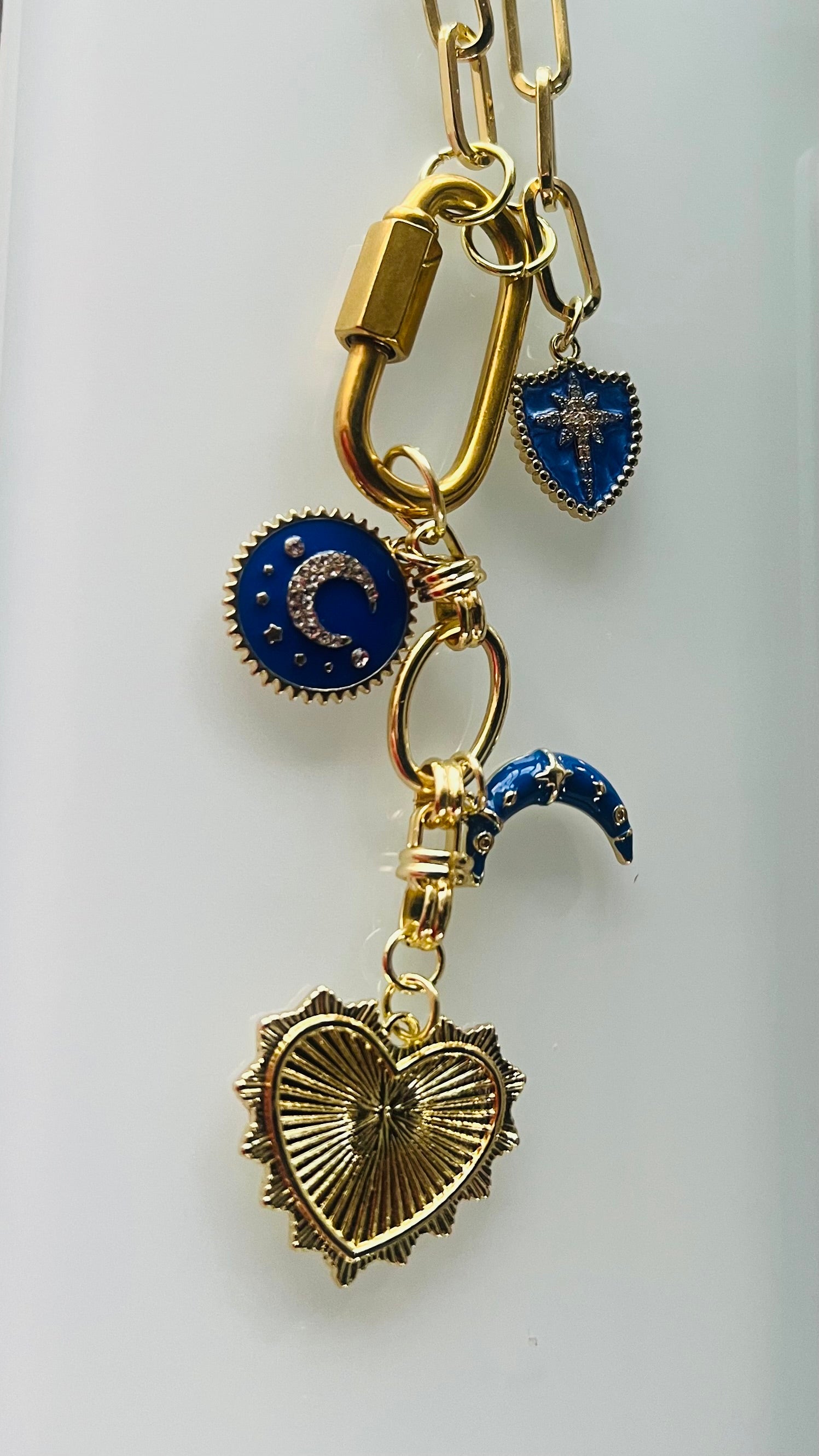 Necklace gold plated blue moon, heart