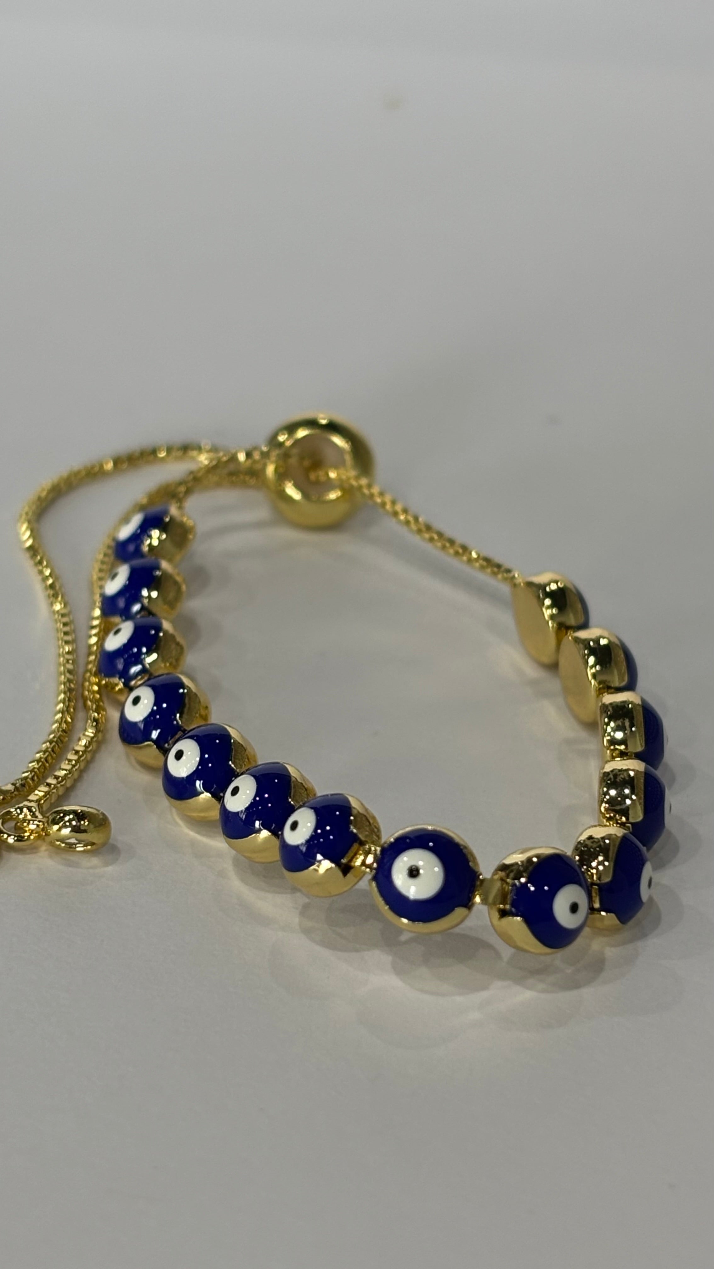Bracelet Line F1 evil eye white blue gold plated