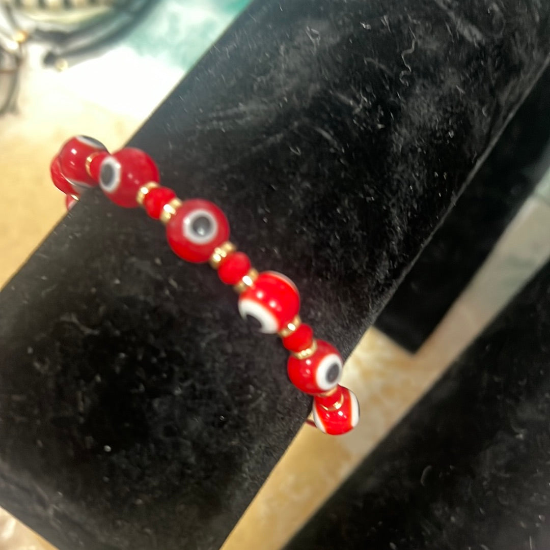 Karma & Luck bracelet red beads evil eye B12