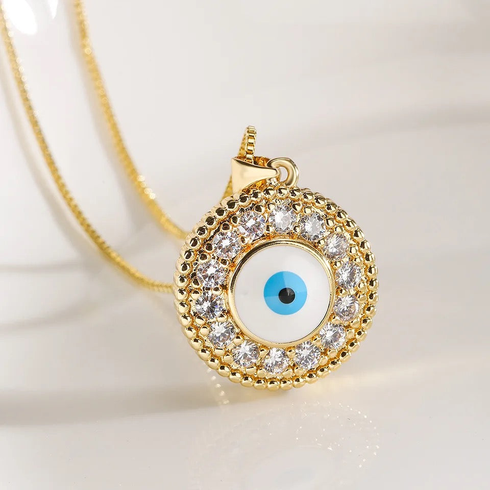 Necklace pendant evil eye zircona