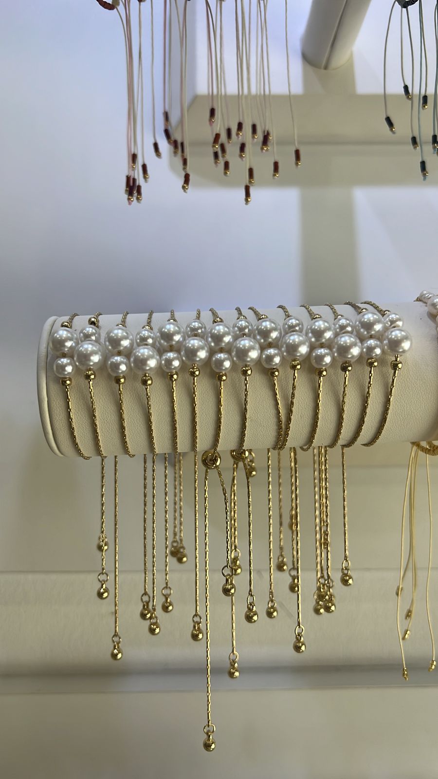 Lolita bracelet gold plated cord pearls  B7