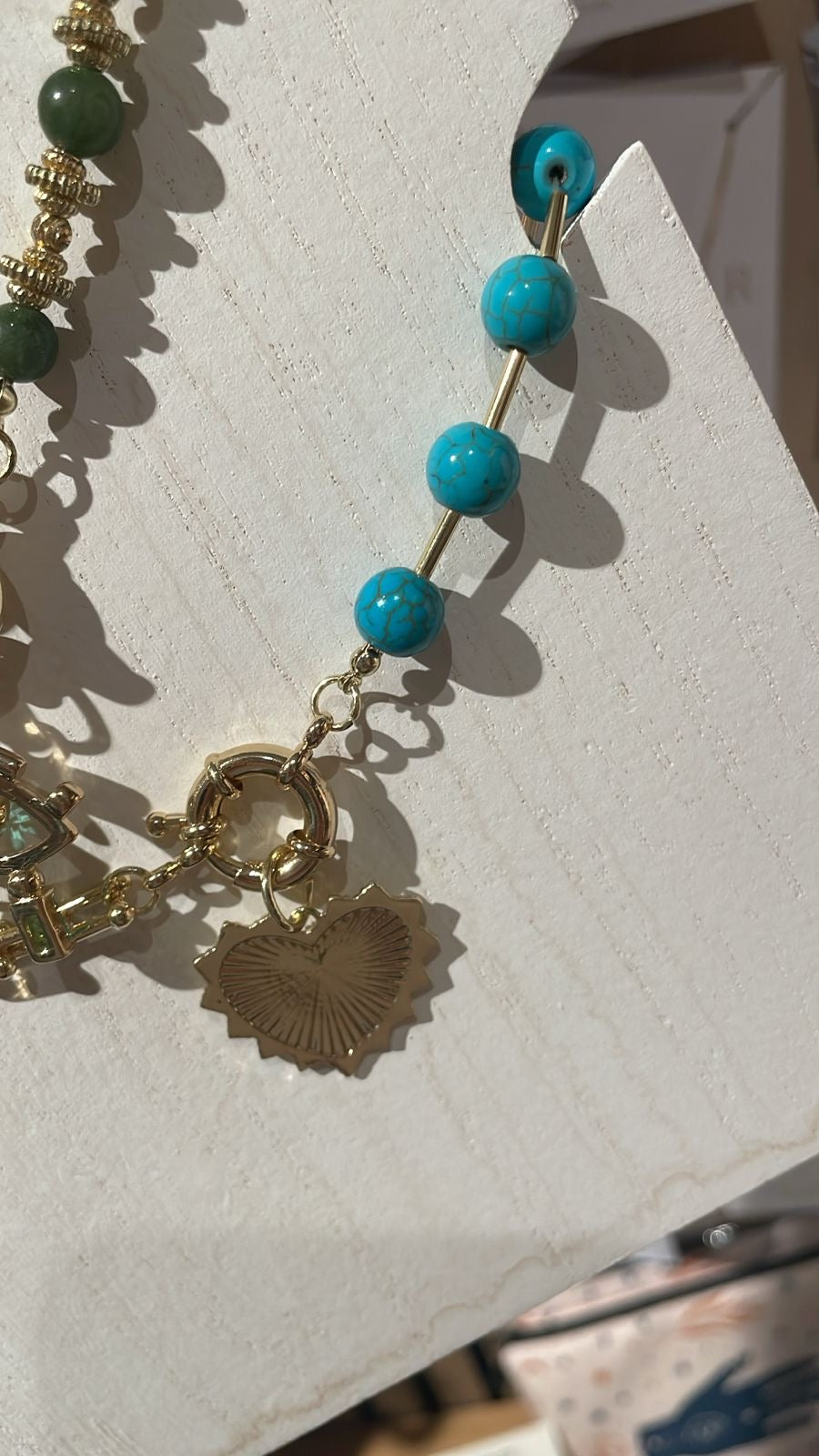Necklace blue gold with heart