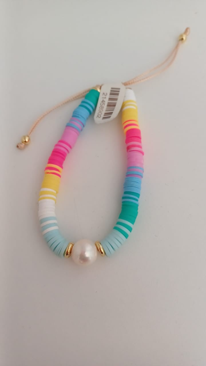 Bracelet pukas multicolor white pearl