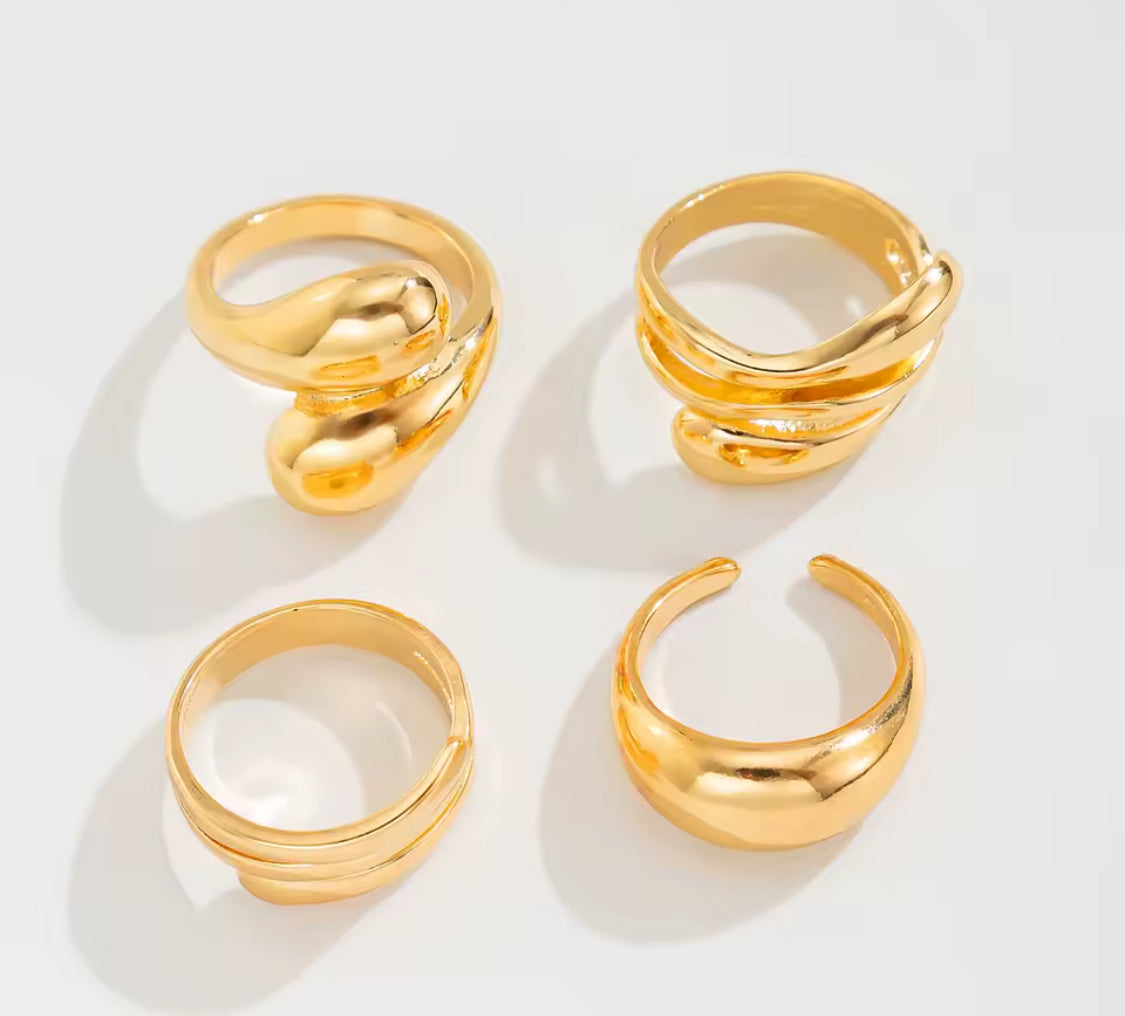 Ring set 4 gold plated