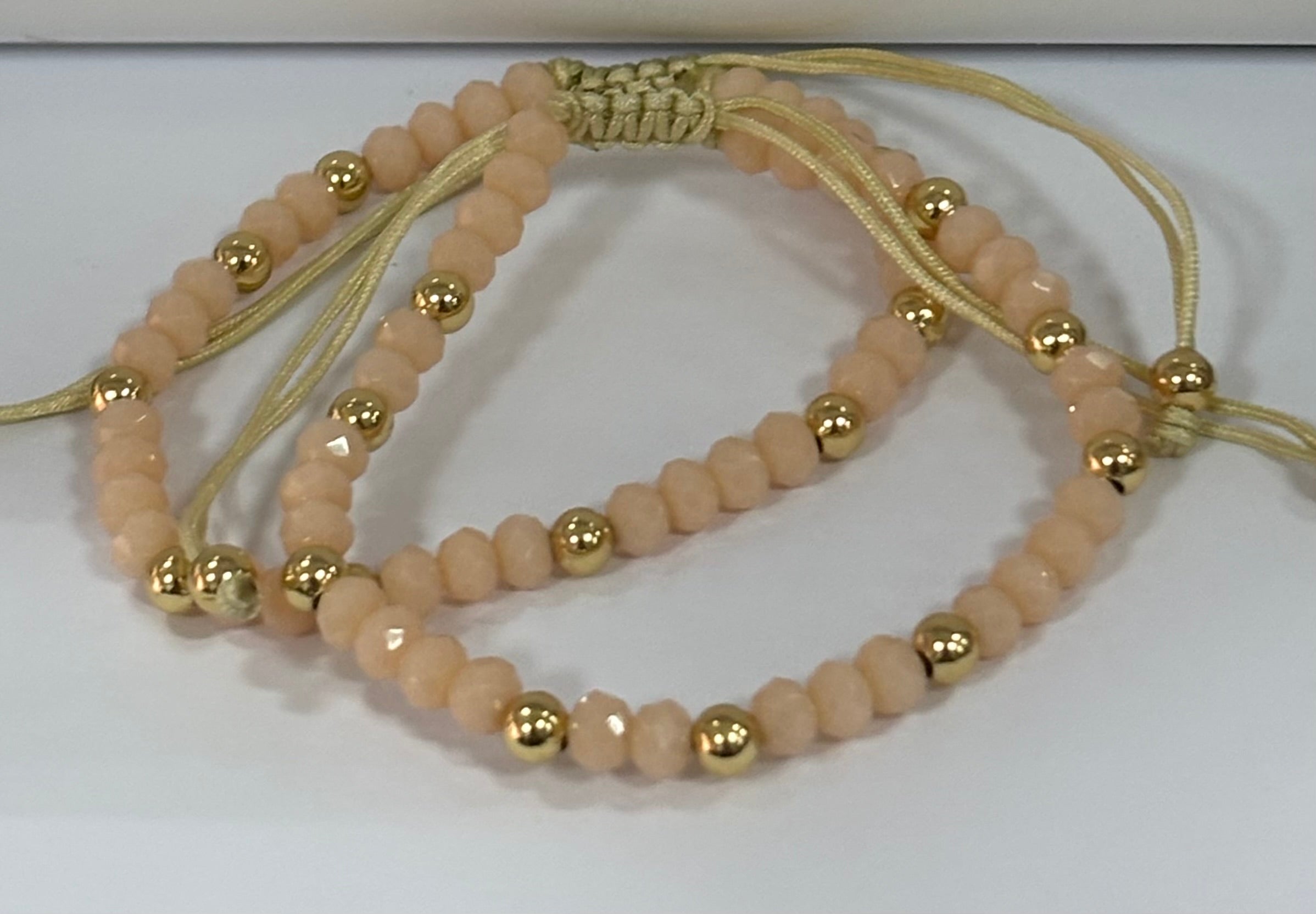 Bracelet Line K5 gold pink  beads