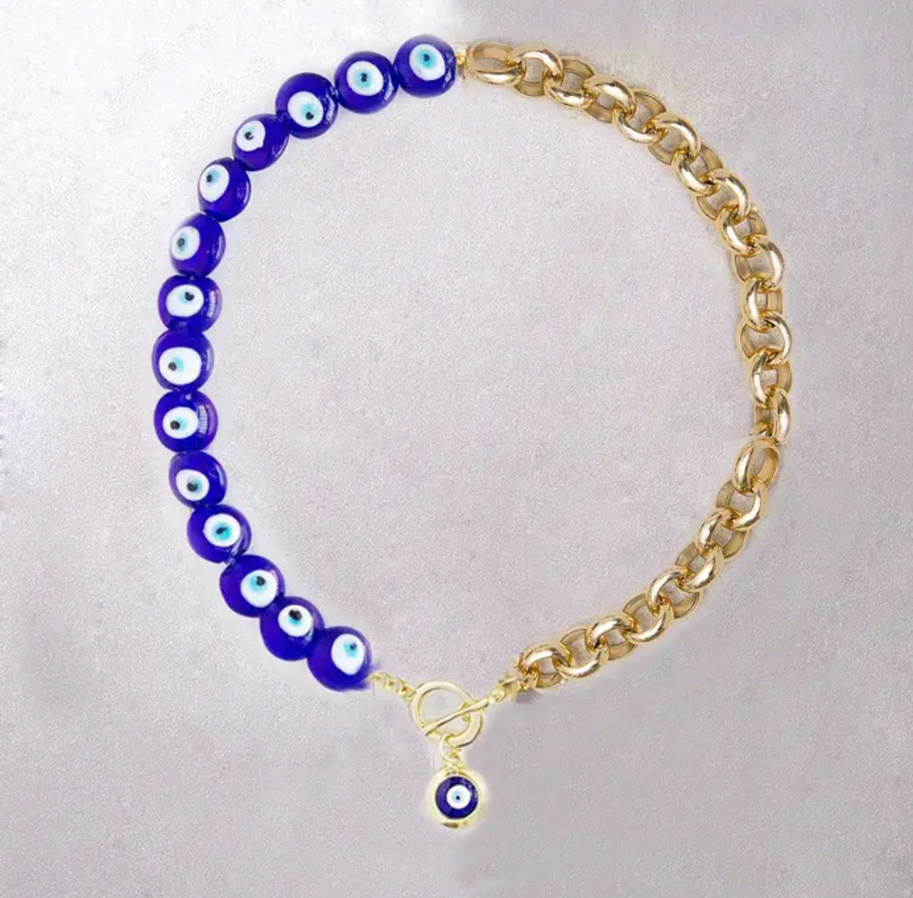 Necklace evil eye blue gold plated chain