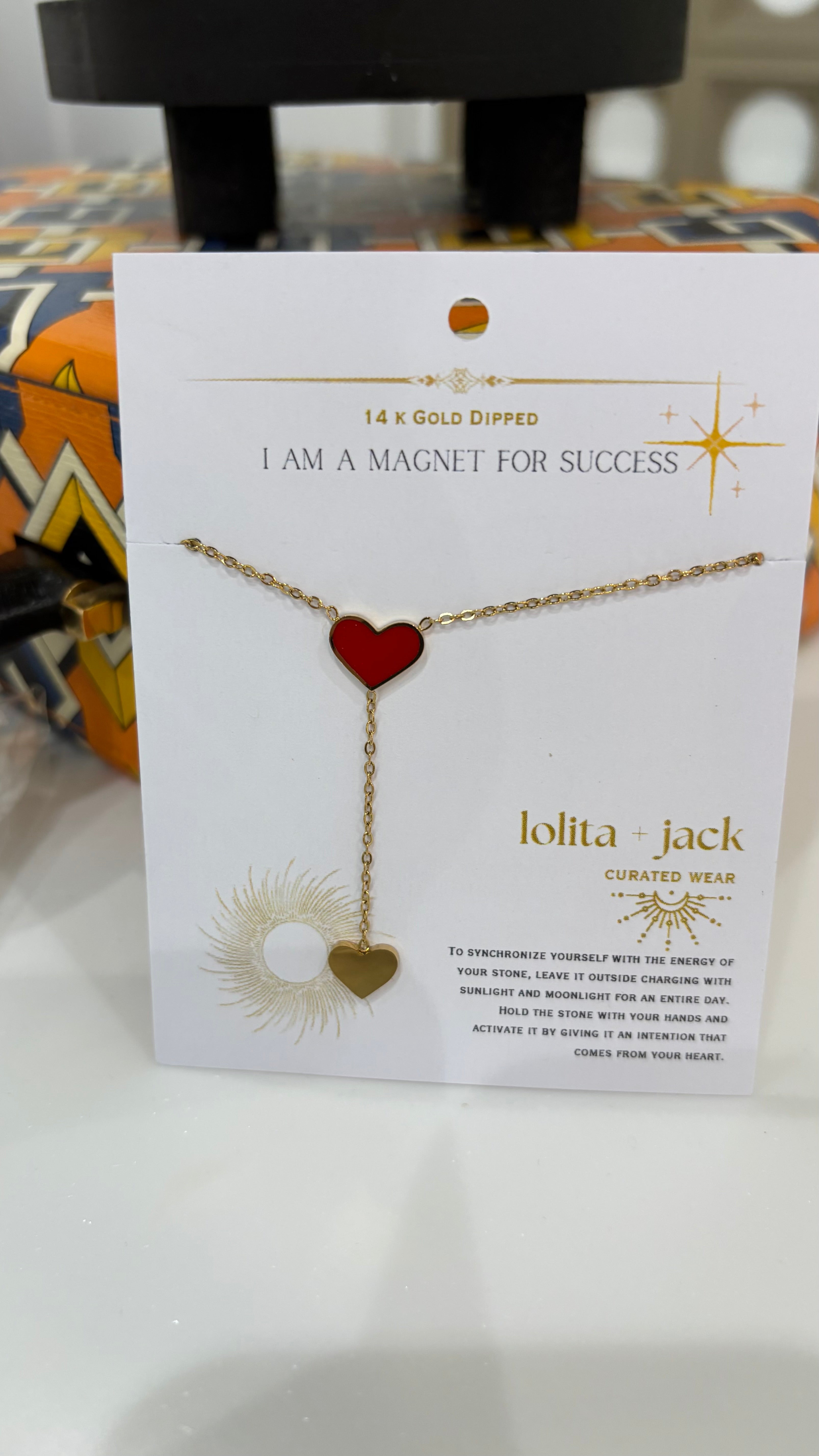 Necklace two hearts red