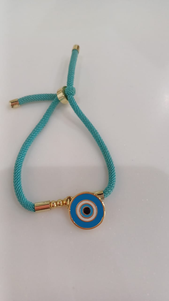 Bracelet cord gold evil eye pendant