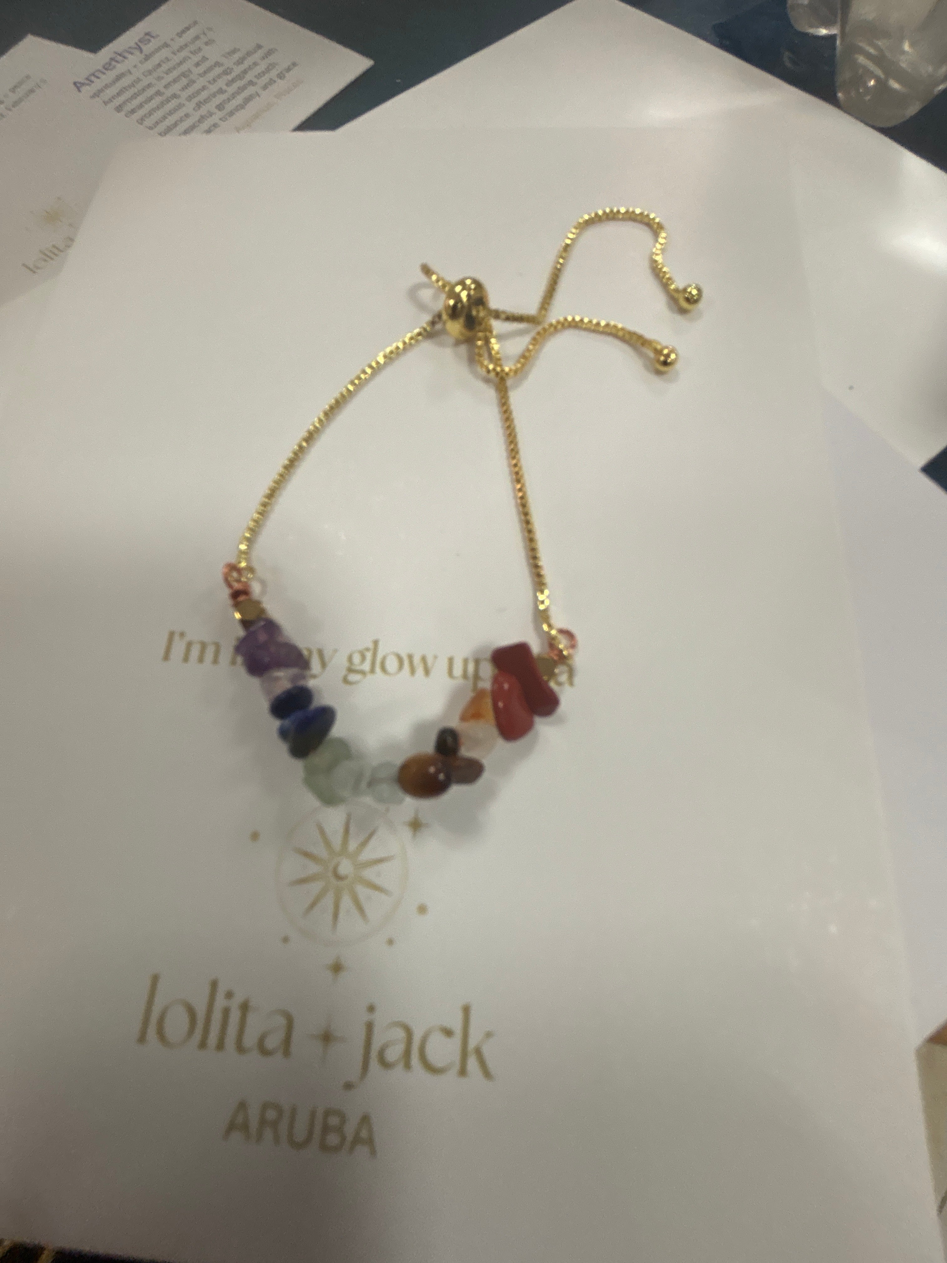 Bracelet Line E8 gold plated chakra gemstones