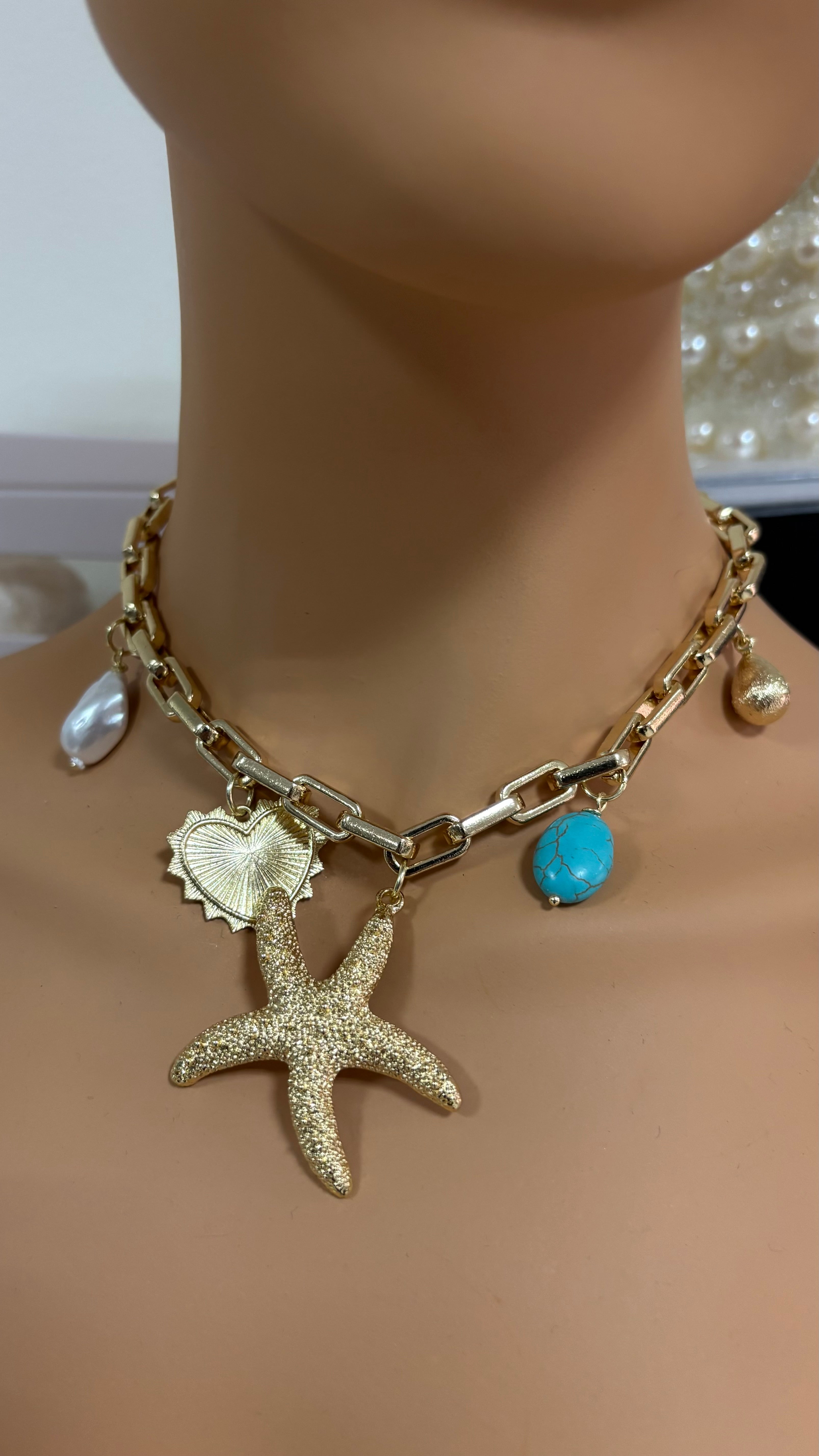 Necklace Pendants star, shell heart