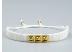 Bracelet white miyuki gold spike