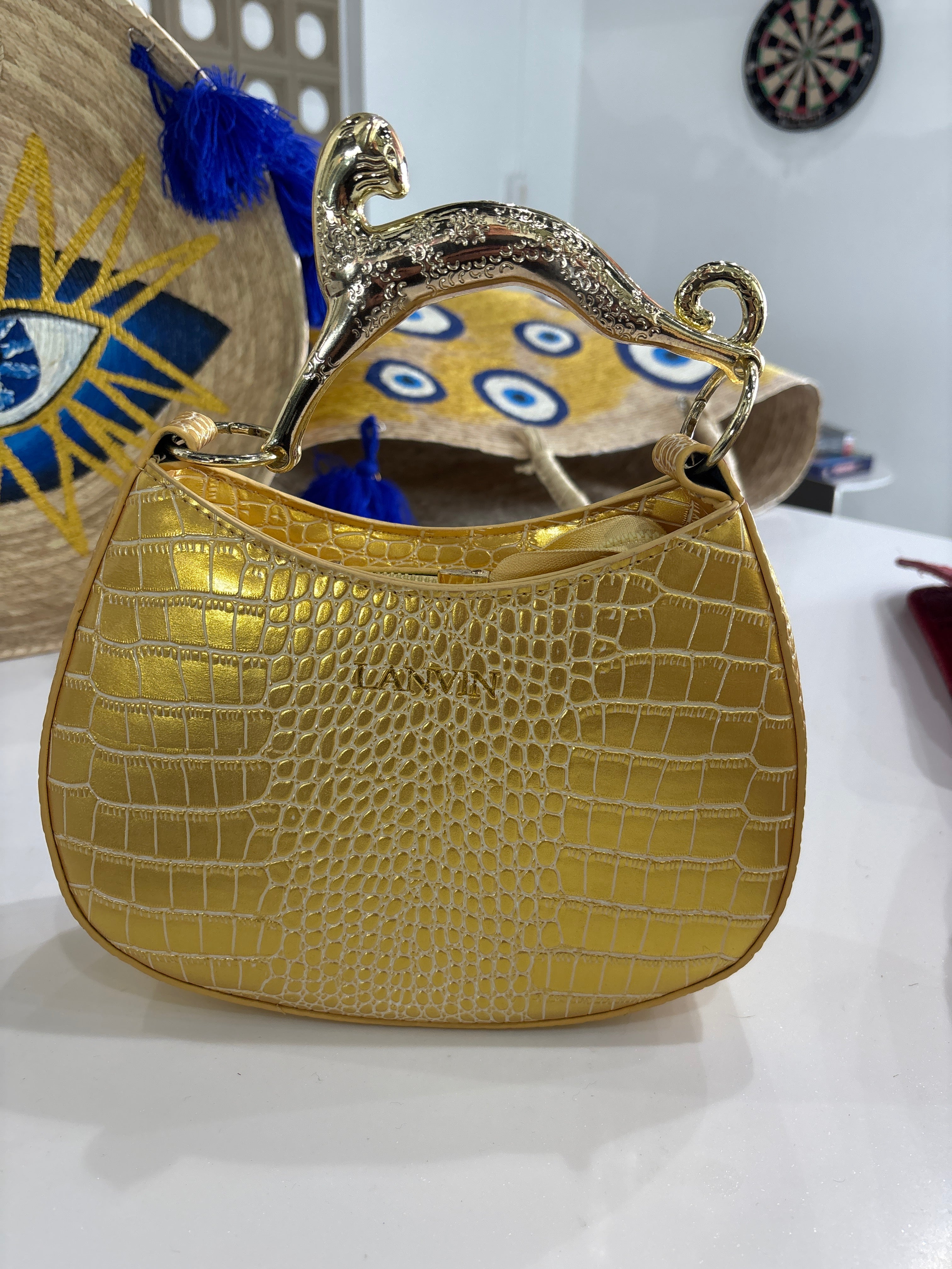 Gold bag  handle leopard