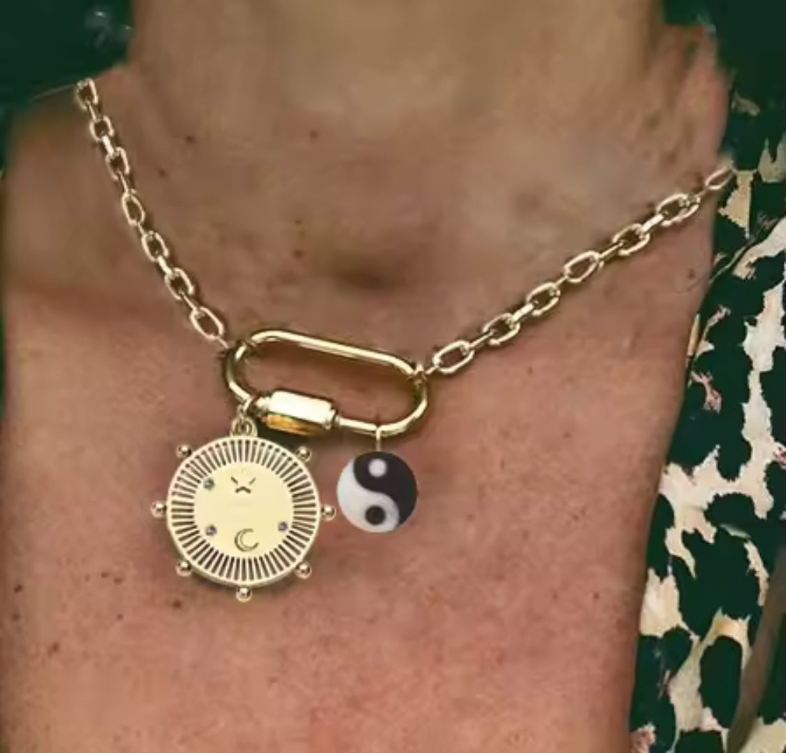 Necklace gold plated yin yang