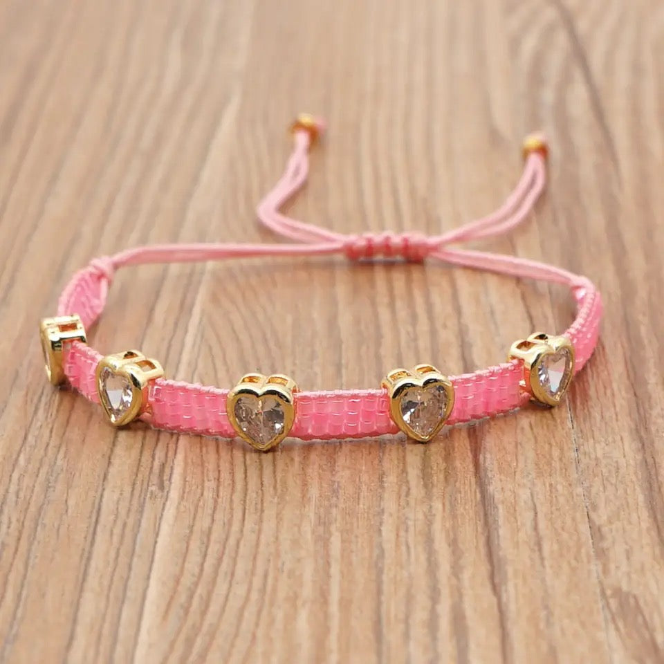 Bracelet pink with heart zircona