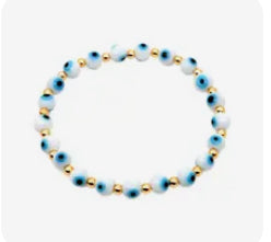 Bracelet evil eye white blue beads