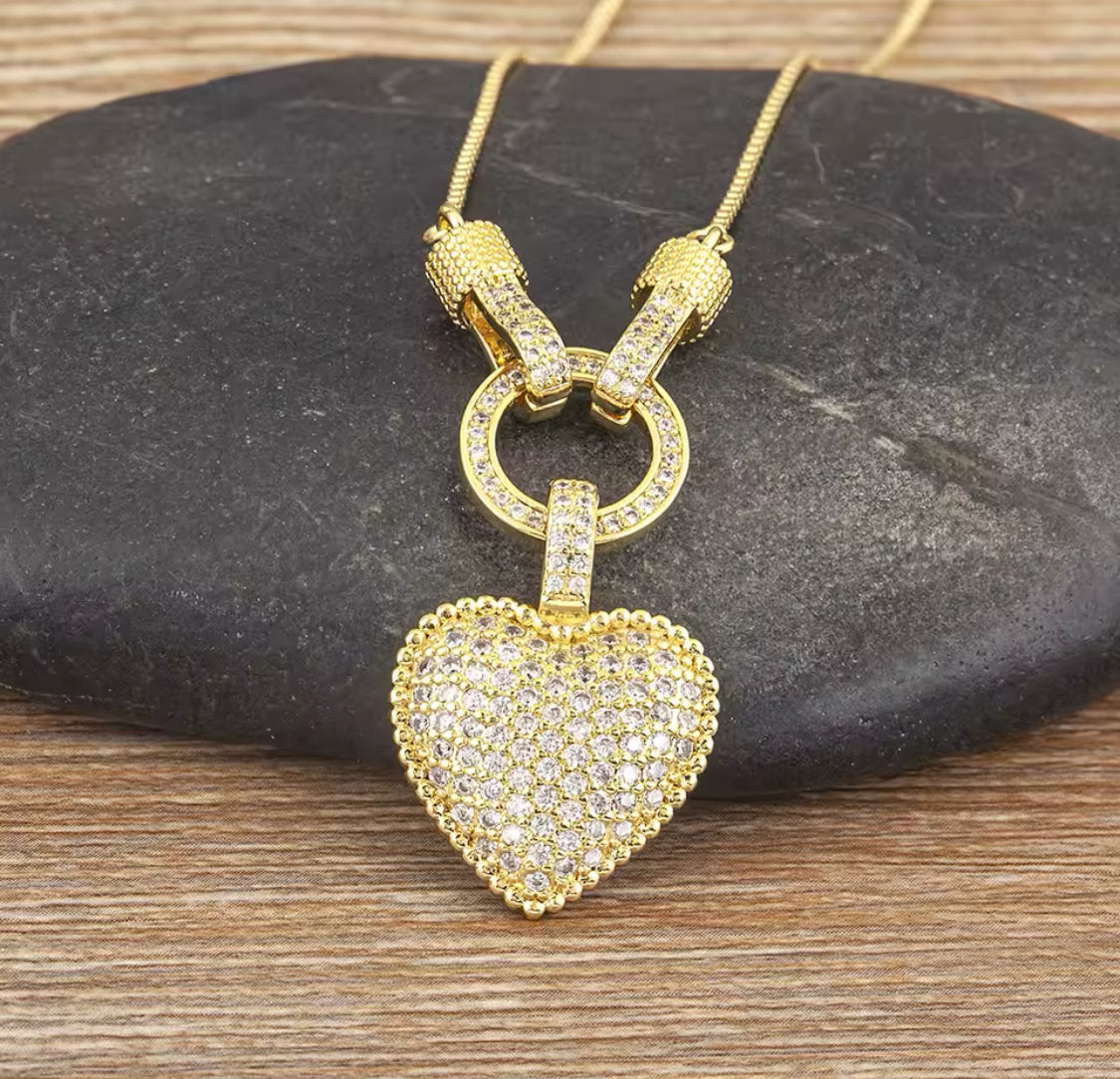 necklace heart gold plated