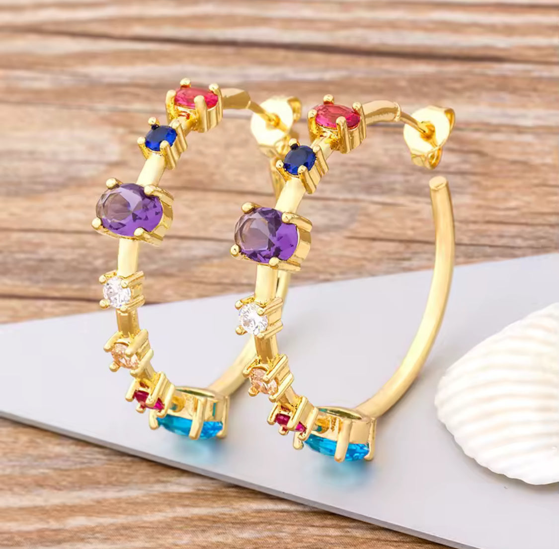 Earring Loop Stones multi color