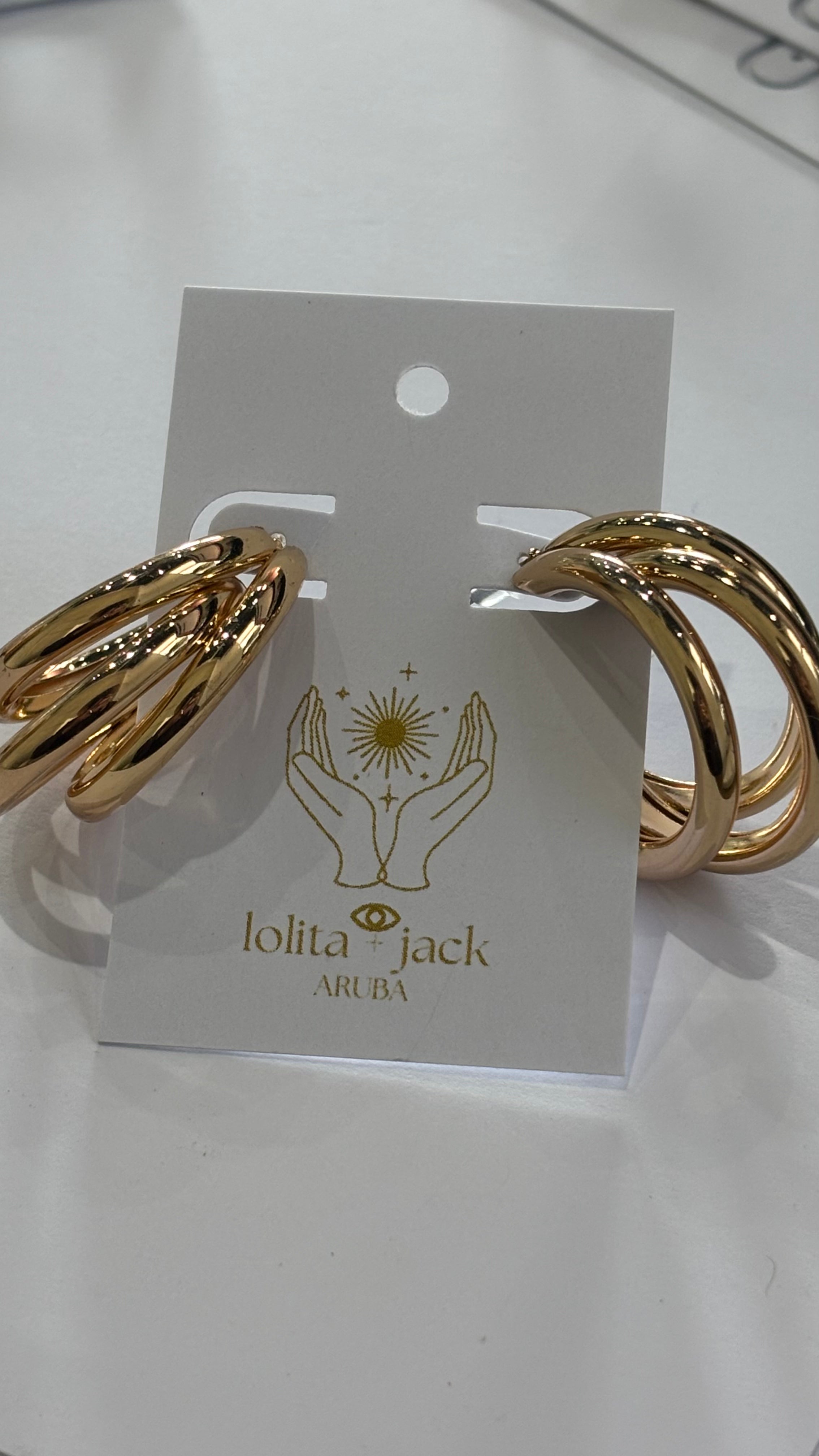 Earring Hopp 3 layers metal color gold Big