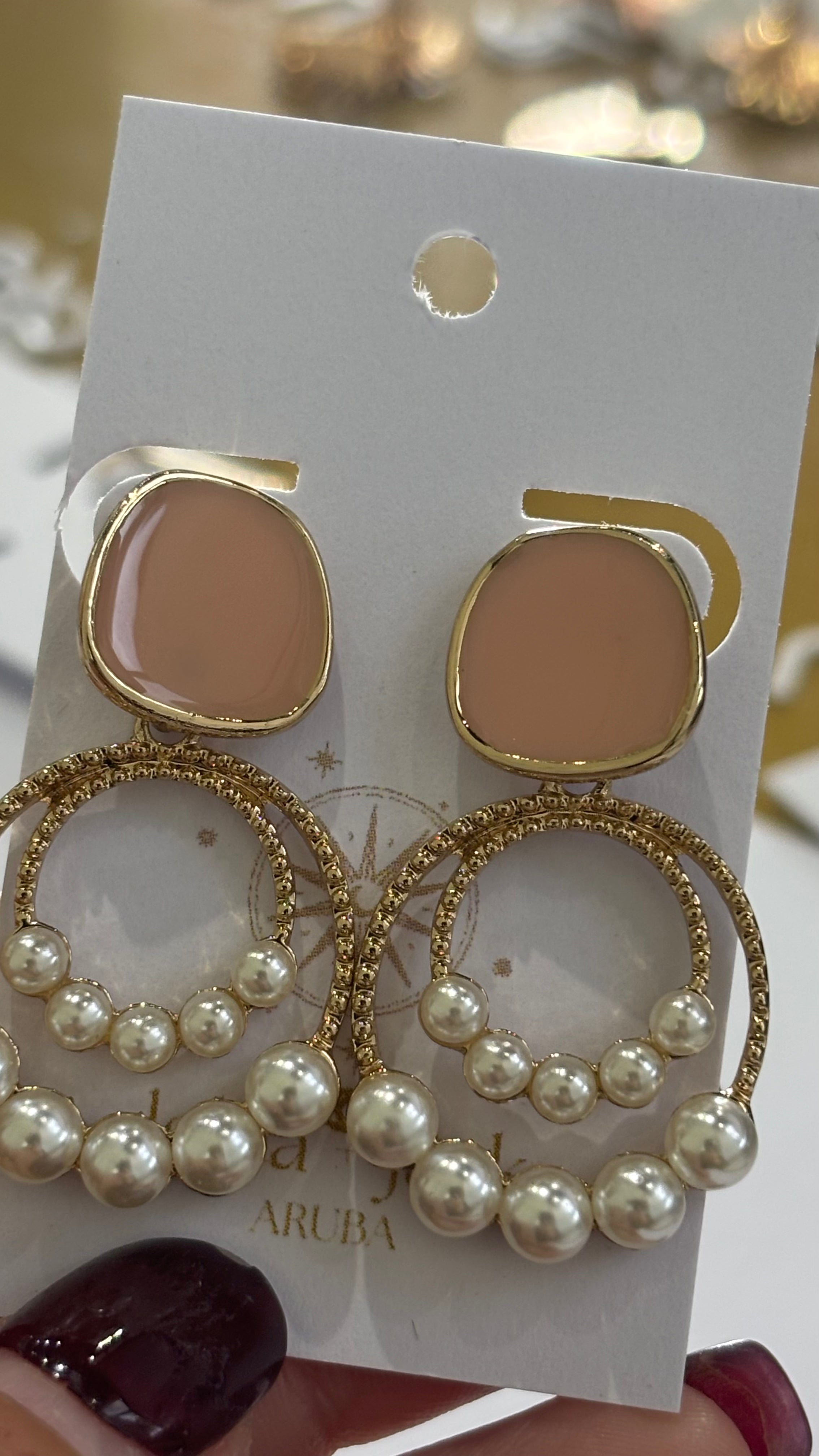 Earring pink and pearl