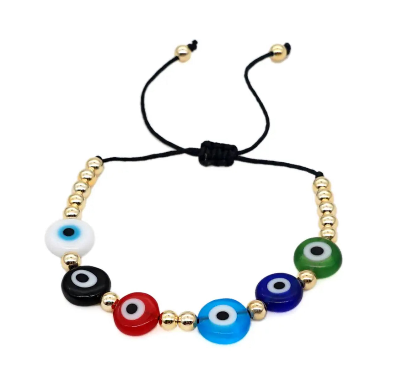 Bracelet Evil Eye beads multicolor with gold