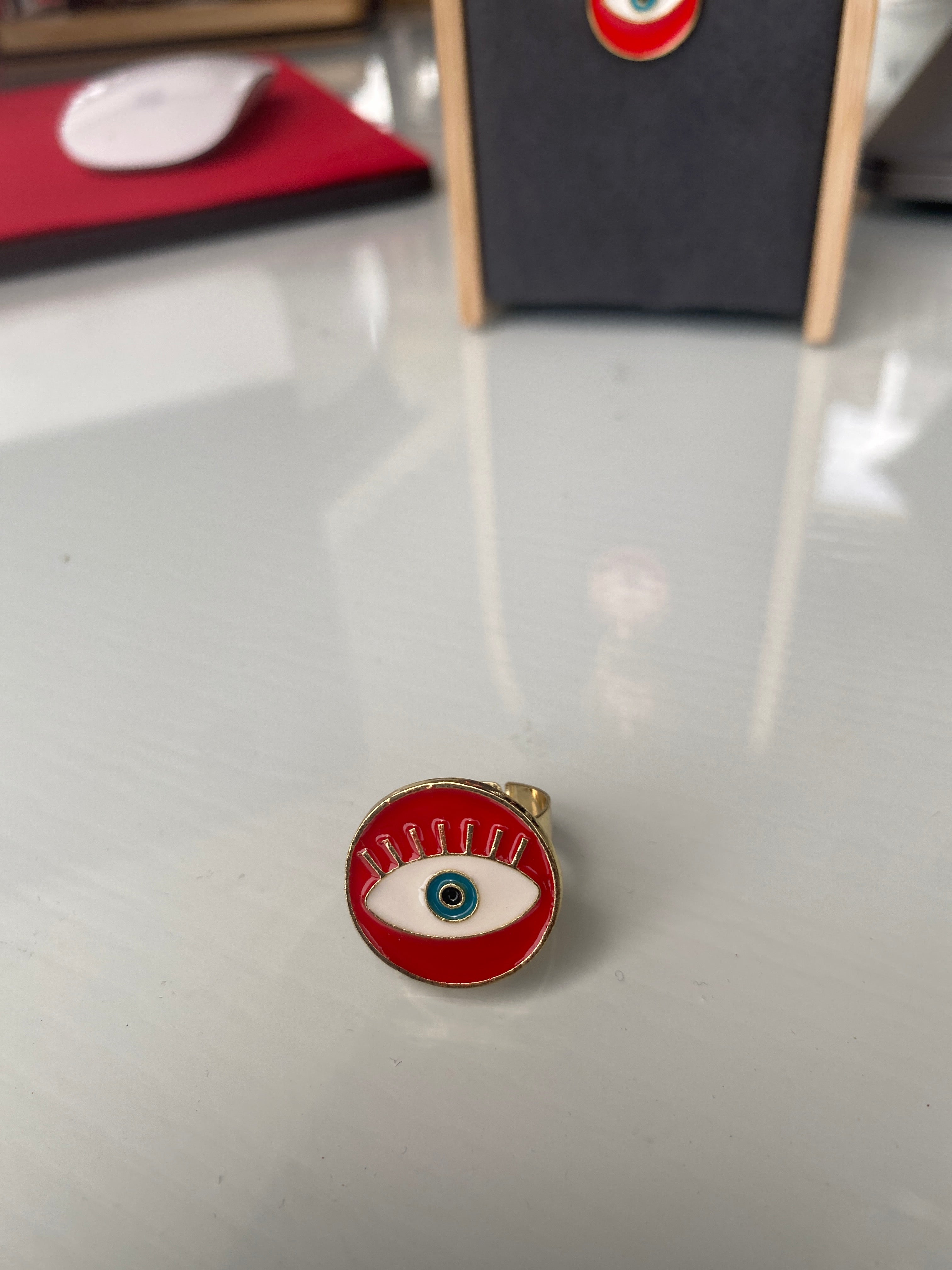 Ring red third eye small