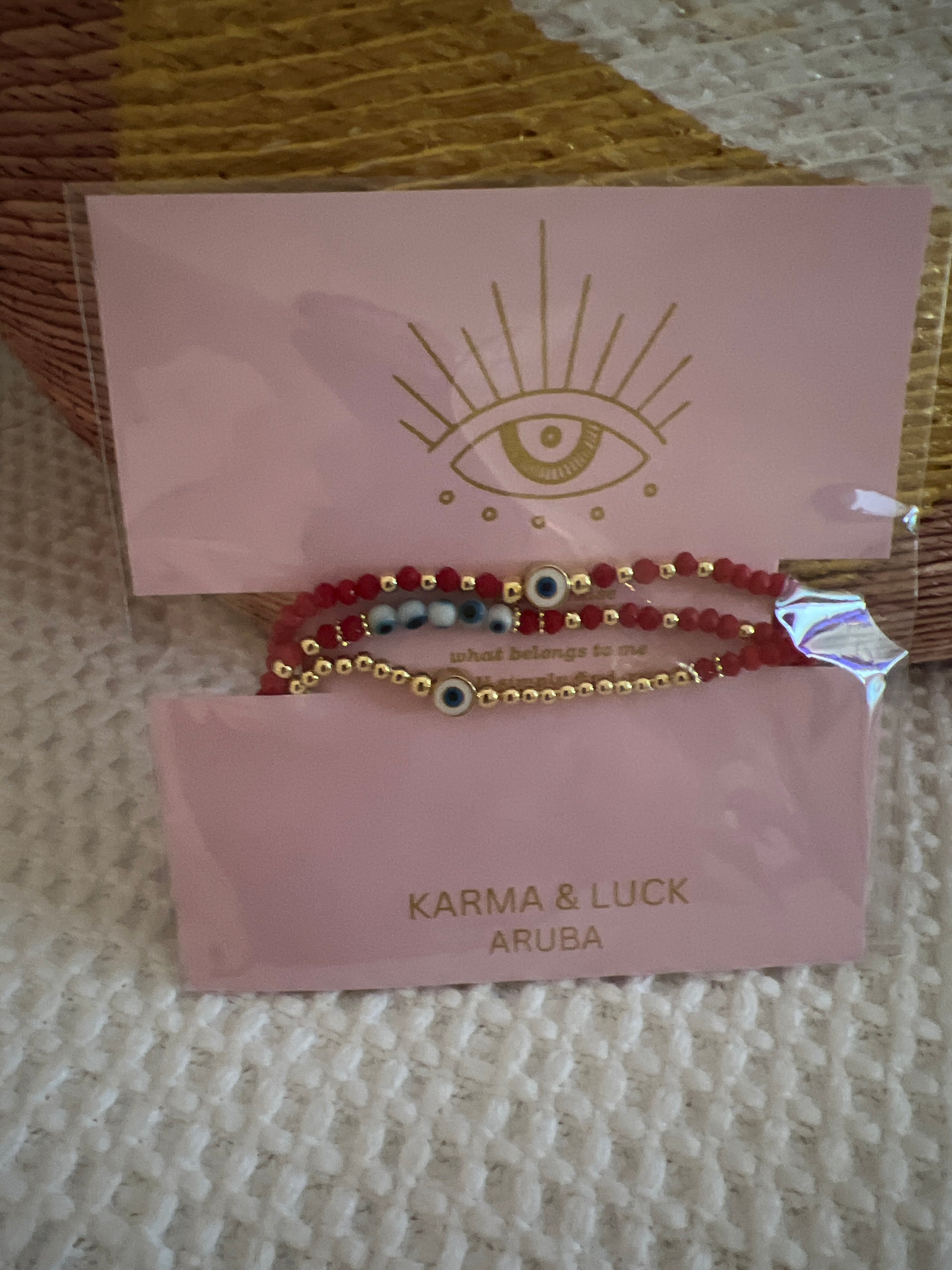 Karma & Luck set 3 bracelets red evil eye
